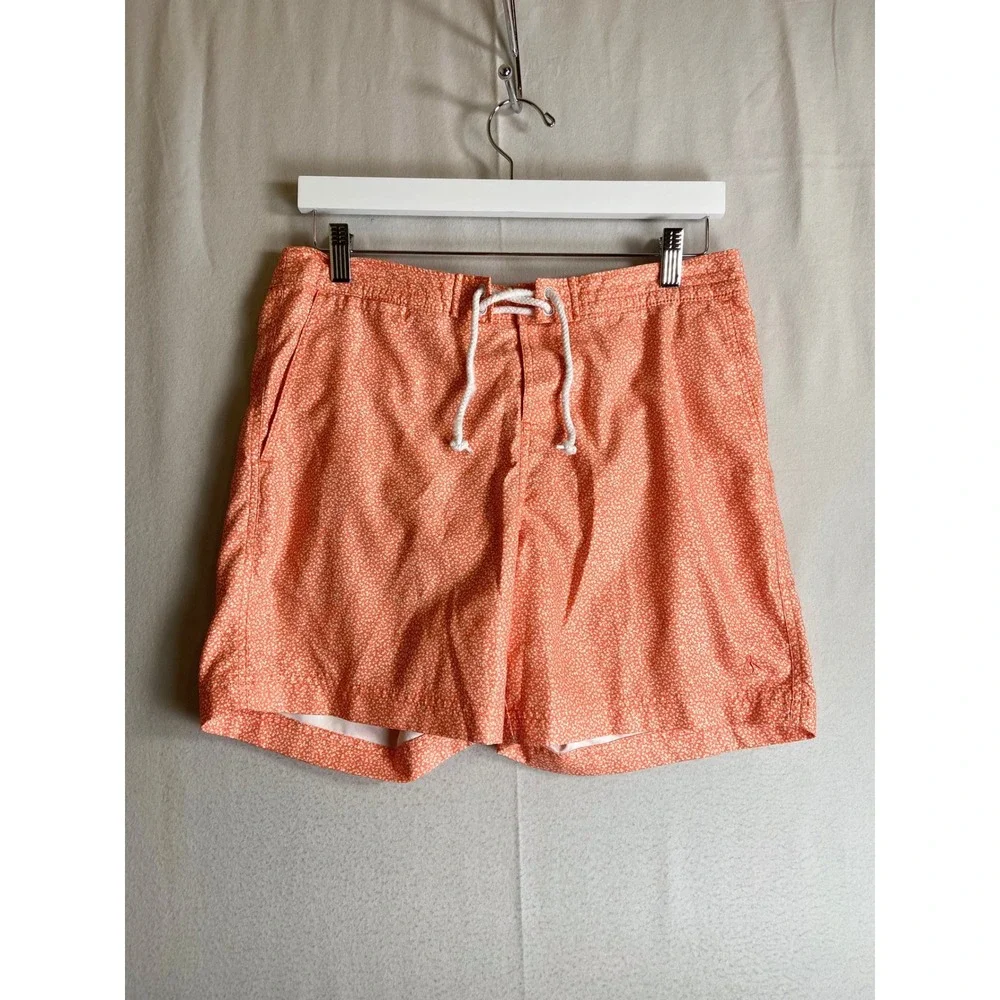 Original Penguin Mens Coral Orange Floral Swim Trunks Board Shorts Size 30